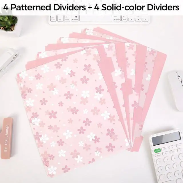 Alt view image 2 of 7 - 8 Tab Binder Dividers with Tabs, Floral Design, Thick Dividers for 3 Ring Binder, Letter Size, Tear-Resistant File Organizers, PinkFloral