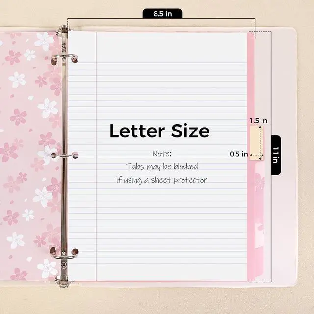 Alt view image 6 of 7 - 8 Tab Binder Dividers with Tabs, Floral Design, Thick Dividers for 3 Ring Binder, Letter Size, Tear-Resistant File Organizers, PinkFloral
