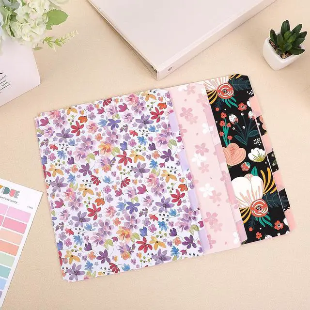 Alt view image 7 of 7 - 8 Tab Binder Dividers with Tabs, Floral Design, Thick Dividers for 3 Ring Binder, Letter Size, Tear-Resistant File Organizers, PinkFloral