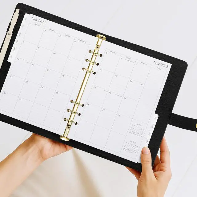 Alt view image 3 of 7 - Aesthetic A5 Binder with 6 Golden Rings - Refillable Planner with Pockets