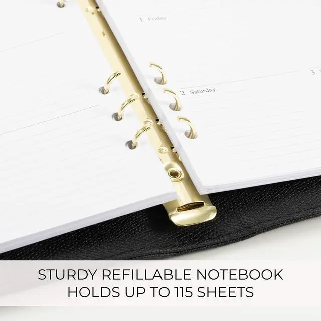 Alt view image 7 of 7 - Aesthetic A5 Binder with 6 Golden Rings - Refillable Planner with Pockets