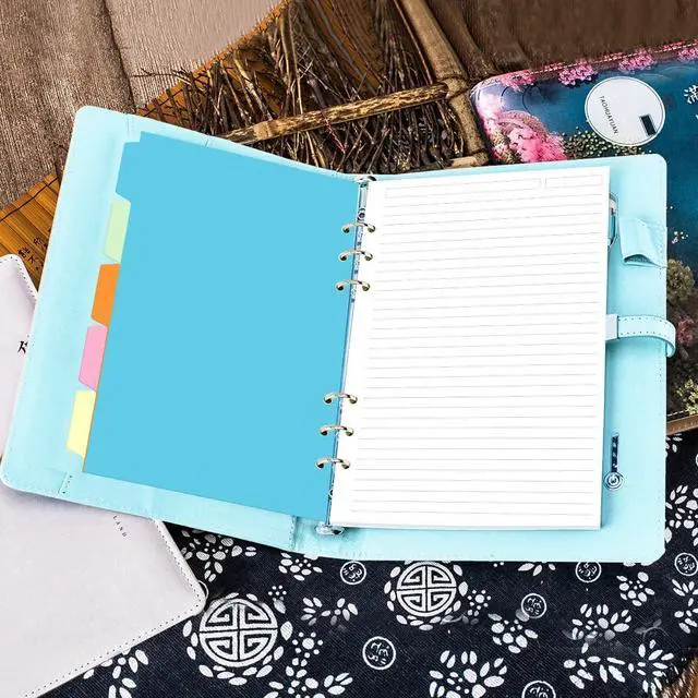 Alt view image 6 of 7 - A5 Refill Paper - 6 Hole Planner Inserts for A5 Binder, 200 Pages 6 Ring Loose Leaf Lined Paper with 5 Colorful Binder Dividers, 5.8" x 8.5"