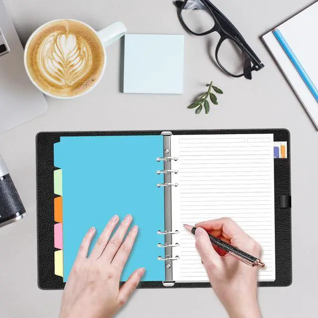 Alt view image 7 of 7 - A5 Refill Paper - 6 Hole Planner Inserts for A5 Binder, 200 Pages 6 Ring Loose Leaf Lined Paper with 5 Colorful Binder Dividers, 5.8" x 8.5"
