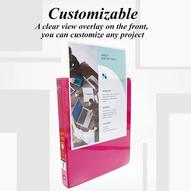 Alt view image 3 of 7 - BAZIC Products 1.5 in Fuchsia 3-Ring View Binder, Round Ring, 2 Pockets