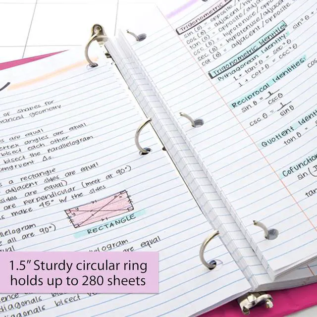 Alt view image 4 of 7 - BAZIC Products 1.5 in Fuchsia 3-Ring View Binder, Round Ring, 2 Pockets
