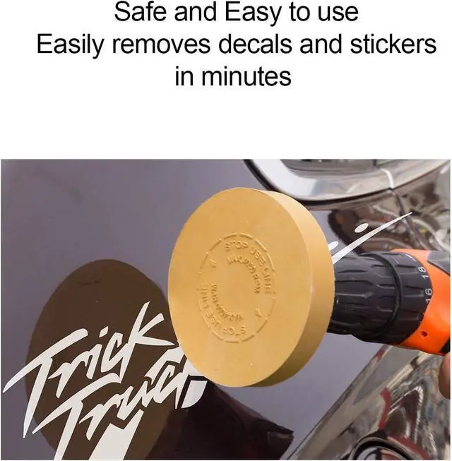 Alt view image 5 of 6 - Decal Eraser Wheel Pin Stripe Removal Tool 1 Pack - Black Rubber Wheel with Adapter with Electric Drill - Removes Vinyl, Decals, Graphics & Double Faced Tape
