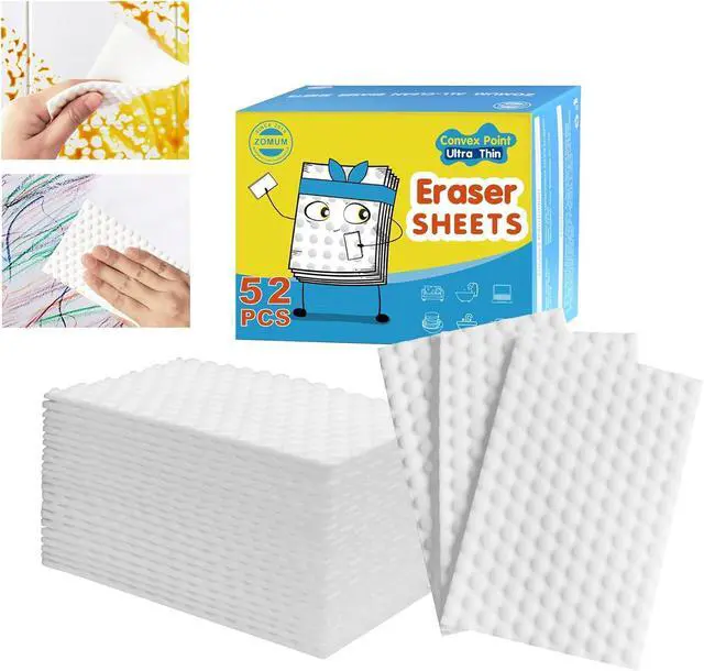 Main image of 52 PCS Magic Sponge Eraser Sheets,Upgrade Convex Point Melamine SheetsDisposable Portable Magic Cleaning Eraser Thin Wipes for Kitchenware Bathroom Shoe Sink Car Interiors Hard-to-Reach Places