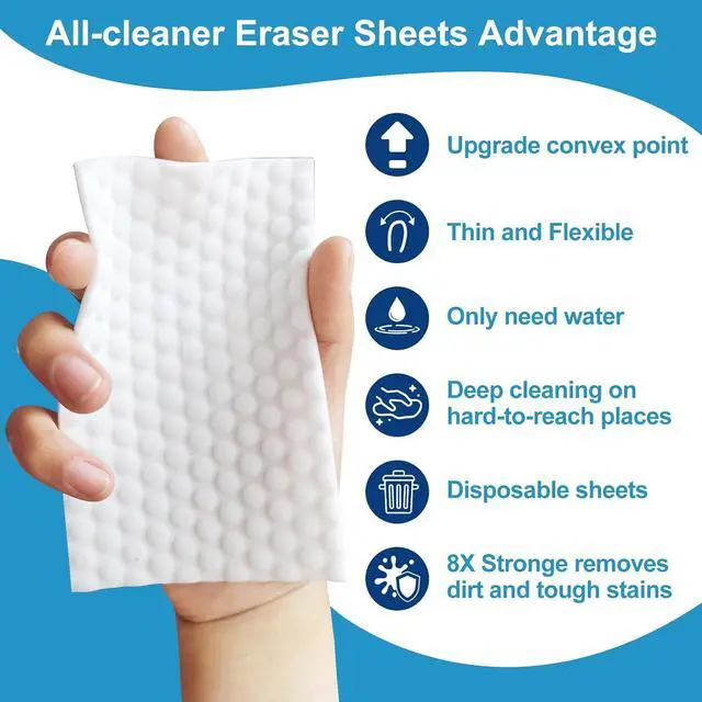 Alt view image 3 of 7 - 52 PCS Magic Sponge Eraser Sheets,Upgrade Convex Point Melamine SheetsDisposable Portable Magic Cleaning Eraser Thin Wipes for Kitchenware Bathroom Shoe Sink Car Interiors Hard-to-Reach Places