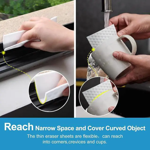 Alt view image 6 of 7 - 52 PCS Magic Sponge Eraser Sheets,Upgrade Convex Point Melamine SheetsDisposable Portable Magic Cleaning Eraser Thin Wipes for Kitchenware Bathroom Shoe Sink Car Interiors Hard-to-Reach Places