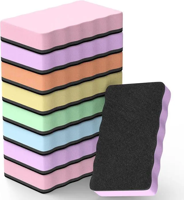Main image of Dry Erase Board Erasers, 4" x 2" Magnetic Whiteboard Erasers 8 Pack | Reusable Dry Erase Cleaning Pads with Strong Magnet for Office, Home, Classroom and Chalkboard Use, Teacher Supplies