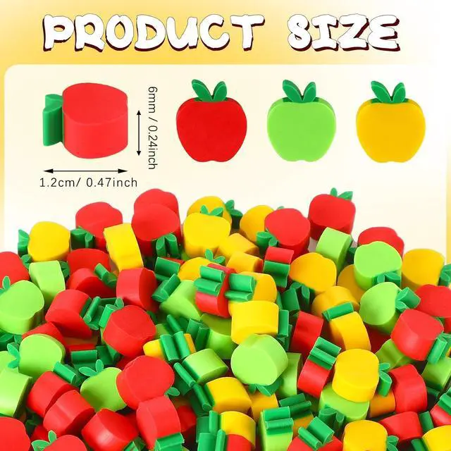 Alt view image 2 of 7 - 150pcs Apples Erasers for Kids Bulk, Welcome Back to School Gifts Mini Apples Erasers for First Day of School Teachers Supplies Students Classroom Prizes Homework Rewards