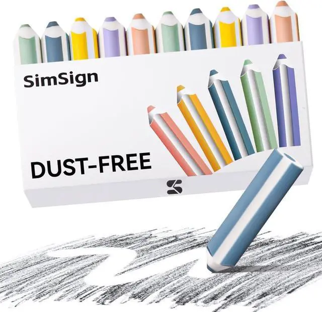 Main image of Pencil-Shaped Erasers, Dust-Free & Break-Resistant Eraser with Ergonomic Grip, Soft Rubber Eraser for Pencils, for Classroom, School, Office and Art, 10 Pack in 5 Colors
