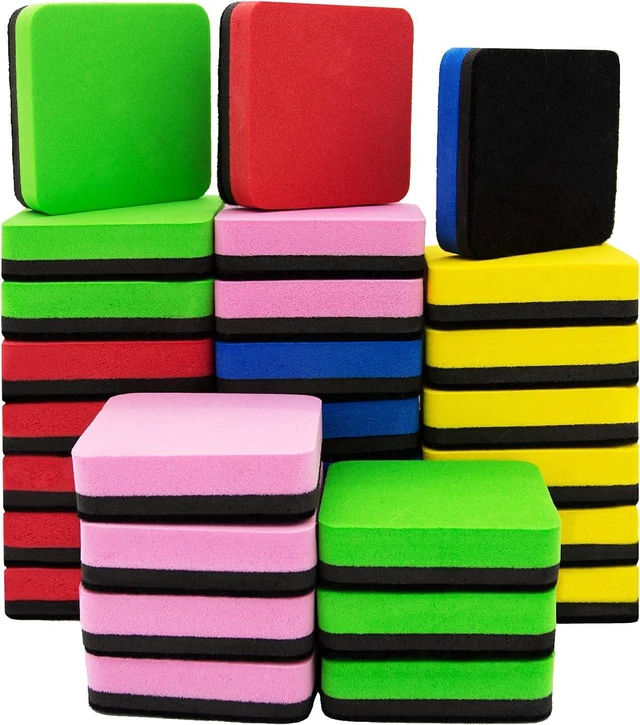 Main image of 30 Pcs Dry Erase Erasers, Assorted Colors | EVA Material, Magnetic Whiteboard Eraser, Ideal for Magnetic Soft Whiteboard, Glass Whiteboard and Dry Erase Board