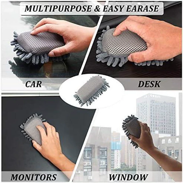 Alt view image 6 of 6 - 4 Pieces 5" x 3" Dry Erase Eraser,Gray | Microfiber Shag Whiteboard Eraser, Washable, Reusable, Dual Surface, Markers, Dry Eraser for Chalk, Home, Classroom, Office