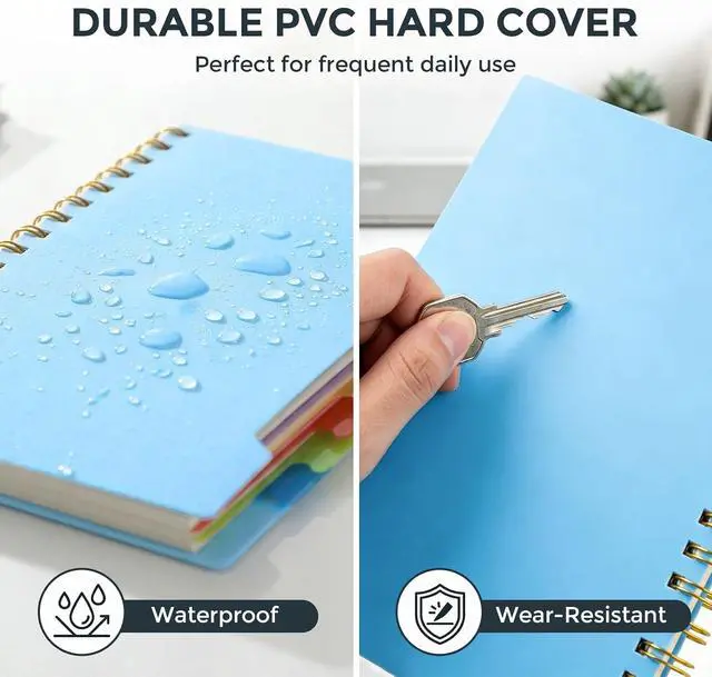 Alt view image 4 of 7 - 5 Subject Notebook 5.8x8.3 Inch, Spiral Notebook with Tabs, Blue | College Ruled with Removable Dividers, 200Pages Lined Journals Women, Writing Journal, Home & Office, School Supplies
