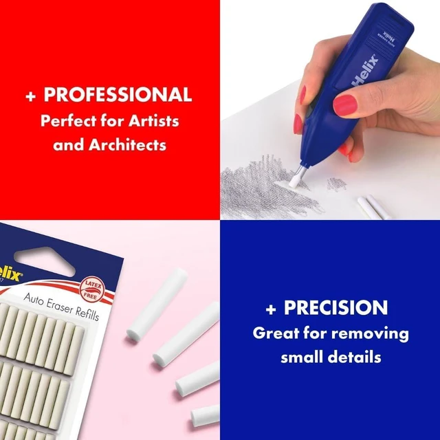 Alt view image 7 of 7 - Helix - Mechanical Pencil Eraser Refills - 30 Count | Smudge-Free Performance - Ideal for Students and Artists - Drafting and Drawing Supplies - Precision Correction