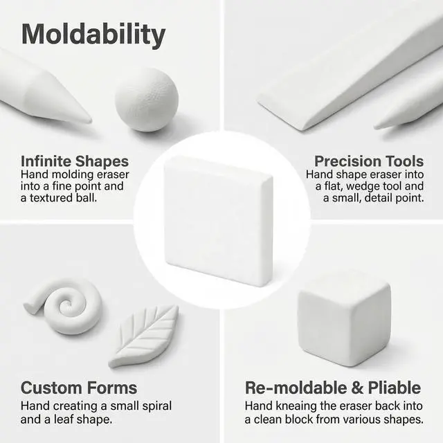 Alt view image 3 of 7 - 24 Pack Kneaded Erasers, Assorted Colors, for Artists,Drawing,School Supplies,Sketching Supplies and Office (White)