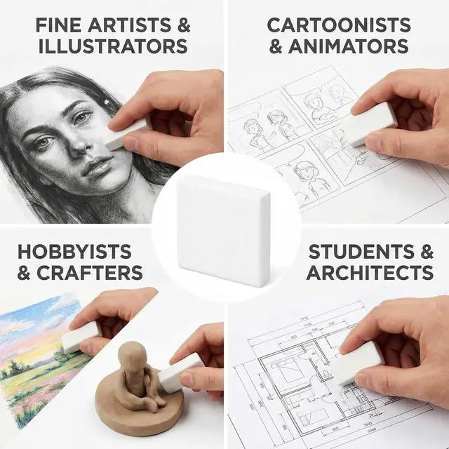 Alt view image 6 of 7 - 24 Pack Kneaded Erasers, Assorted Colors, for Artists,Drawing,School Supplies,Sketching Supplies and Office (White)