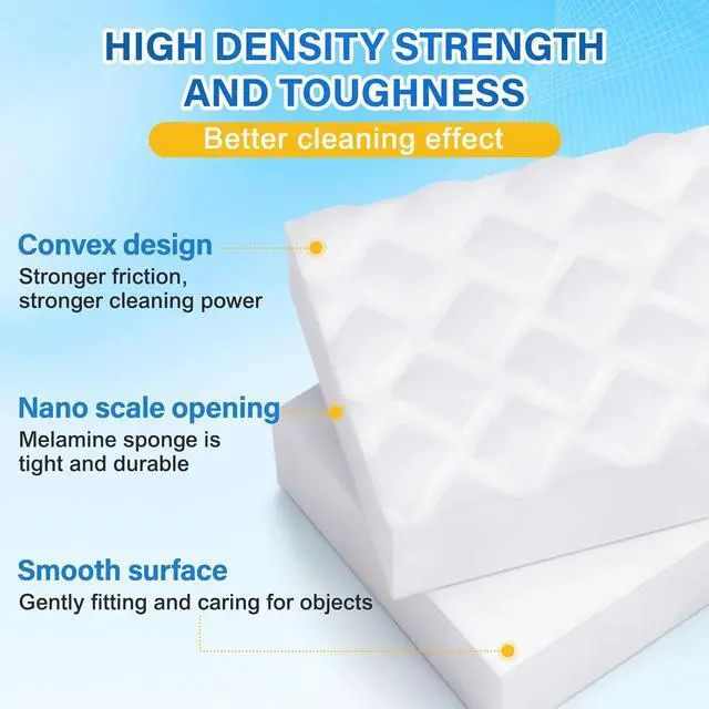 Alt view image 4 of 7 - Magic Sponges Cleaning Eraser, 30 Pack 2X Density Stronger Melamine Sponge | Foam Pads, Multi-Functional Household Cleaner Dish Sponge, Cleaning Supplies for Kitchen, Bathroom, Floor, Sink,Wall Cleane