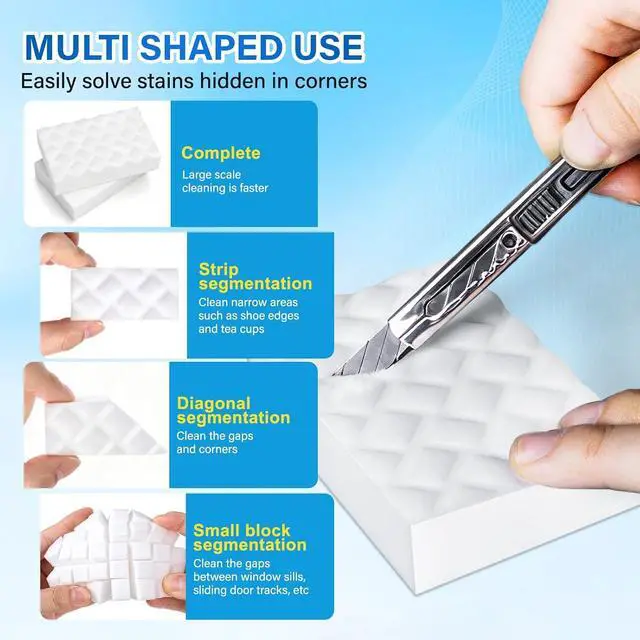 Alt view image 6 of 7 - Magic Sponges Cleaning Eraser, 30 Pack 2X Density Stronger Melamine Sponge | Foam Pads, Multi-Functional Household Cleaner Dish Sponge, Cleaning Supplies for Kitchen, Bathroom, Floor, Sink,Wall Cleane