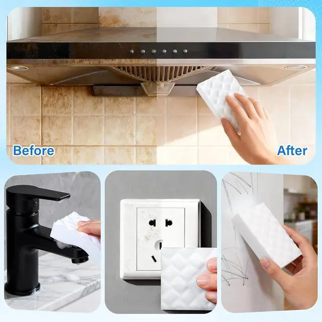 Alt view image 7 of 7 - Magic Sponges Cleaning Eraser, 30 Pack 2X Density Stronger Melamine Sponge | Foam Pads, Multi-Functional Household Cleaner Dish Sponge, Cleaning Supplies for Kitchen, Bathroom, Floor, Sink,Wall Cleane