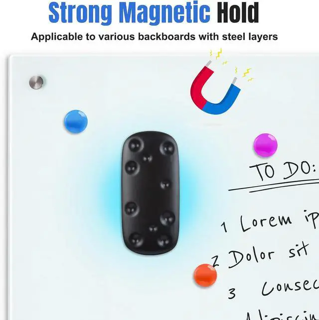 Alt view image 2 of 7 - Magnetic Dry Erase Eraser for Glass Whiteboards,White Board Erasers with Strong Magnet, 2-Pack, Black + White, for Office, Classroom, Home (WE201)