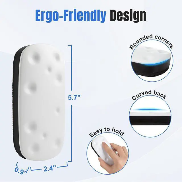 Alt view image 4 of 7 - Magnetic Dry Erase Eraser for Glass Whiteboards,White Board Erasers with Strong Magnet, 2-Pack, Black + White, for Office, Classroom, Home (WE201)