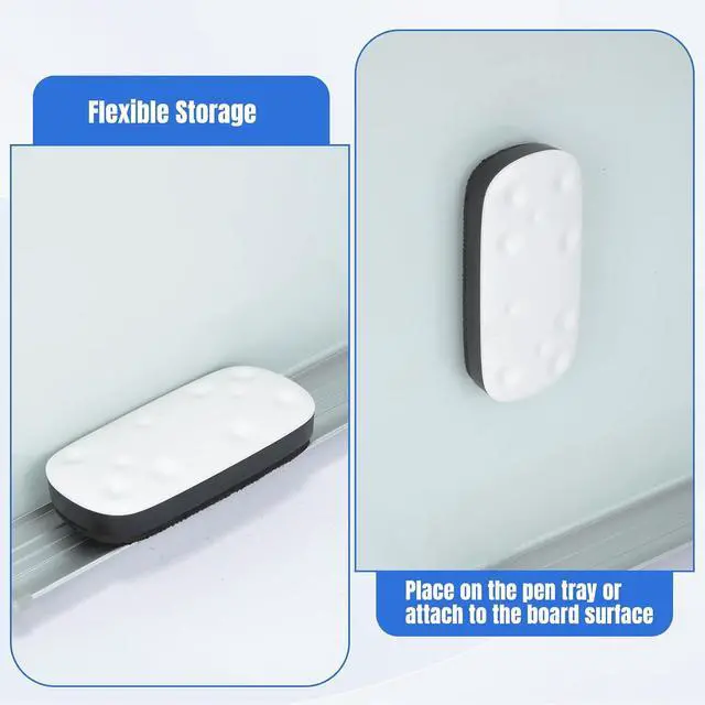Alt view image 5 of 7 - Magnetic Dry Erase Eraser for Glass Whiteboards,White Board Erasers with Strong Magnet, 2-Pack, Black + White, for Office, Classroom, Home (WE201)