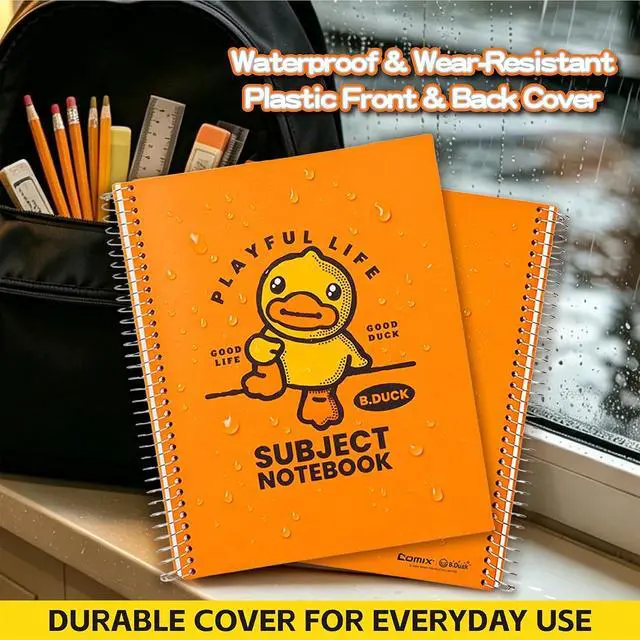 Alt view image 5 of 7 - Plastic Cover 3 Subject Notebook, 150 Sheets 8-1/2" x 11" College Ruled Notebook with 3 Dividers for Office/School/Home, Orange