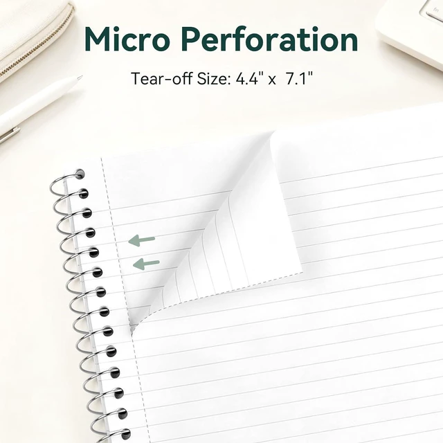 Alt view image 6 of 7 - Spiral Notebook, Mini 1 Subject Notebook 5" x 7" College Ruled | Small Pocket Size, Perforated Pages, Sturdy Pocket Storage, 80 Sheets, Fights Ink Bleed, Office & School Supplies