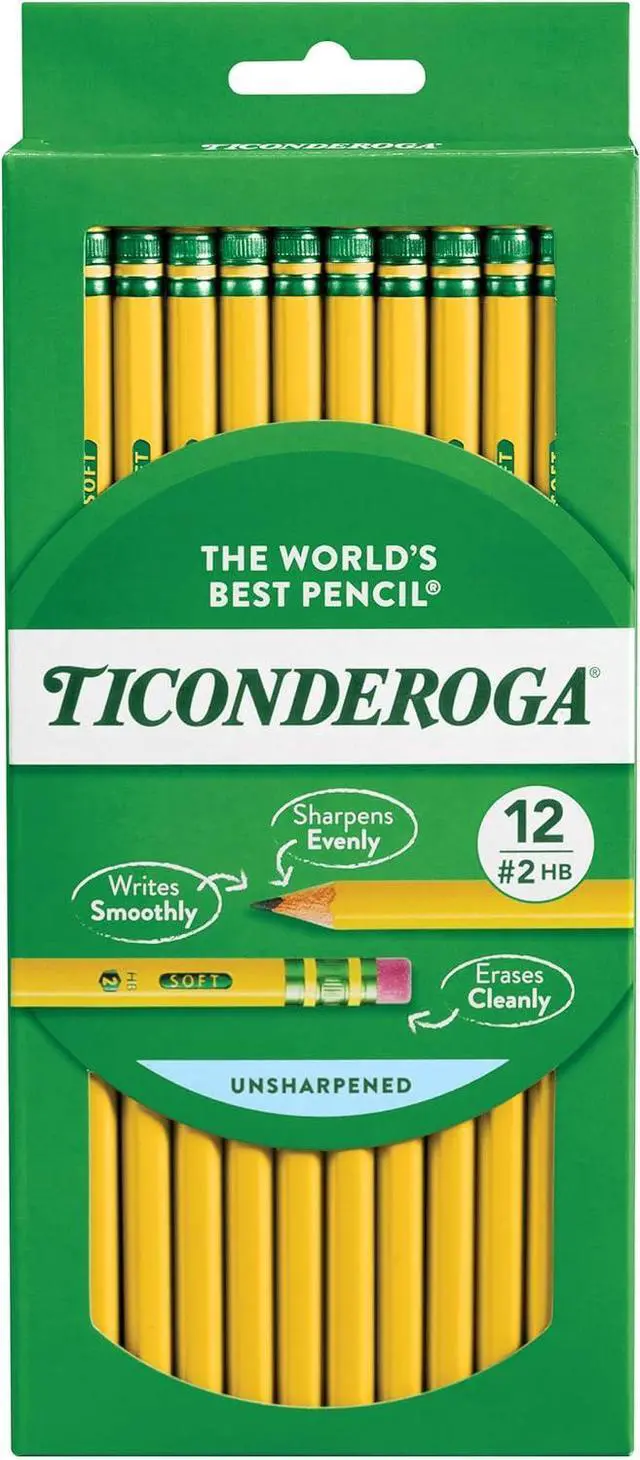 Main image of Wood-Cased Pencils, Unsharpened, 2 HB Soft, Yellow, 12 Count