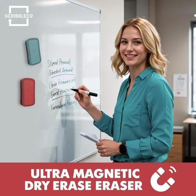 Alt view image 4 of 7 - Boho Magnetic Dry Erase Eraser 2 Pack Streak-Free Whiteboard | STREAK-FREE DRY ERASE ERASER Soft boho-style felt pad wipes whiteboards clean in one smooth pass, no ghosting or smearing.