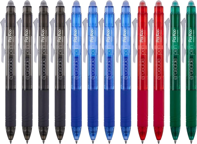 Main image of Retractable Erasable Gel Pens Clicker Fine Point 0.7 mm, No Need for White Out, 4 Assorted Color Inks for Completing Sudoku and Crossword Puzzles, 12-pack