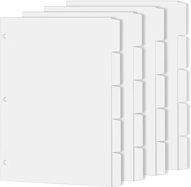 Alt view image 8 of 8 - Binder Dividers for 3 Ring Binder, 1/5 Cut Tabs, Letter Size Blank Dividers | Write On Page with 5 Big Tabs for School Office Home , 4 Sets, 20 Dividers, White
