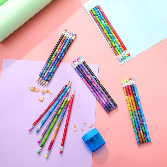 Alt view image 6 of 6 - 25 Pcs Wooden Pencil with Eraser for Kids Colorful Pencils Bulk Writing Fun Assorted Novelty Kids Fun School Supplies for Classroom Gifts Teacher Student School Supplies (Classic Style)
