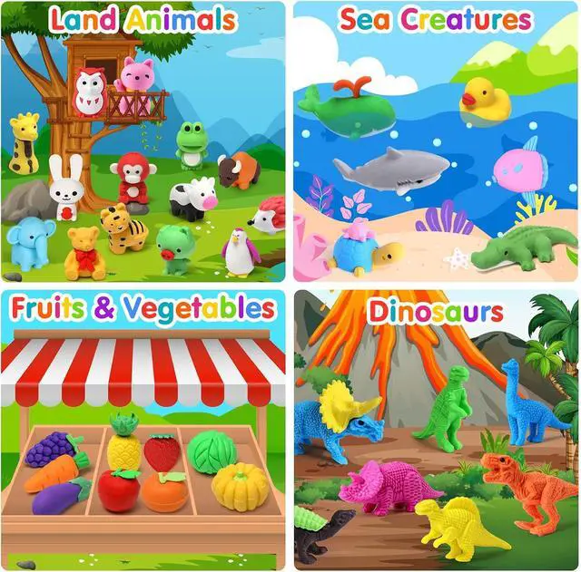 Alt view image 6 of 7 - 40PCS Mini Animal Erasers Kids Prizes Treasure Box Toys Classroom | 3D Puzzle Erasers Bulk, Classroom Rewards, Desk Pets, School Supplies, Party Favors, Goodie Bags Stuffers, Easter Egg Fillers
