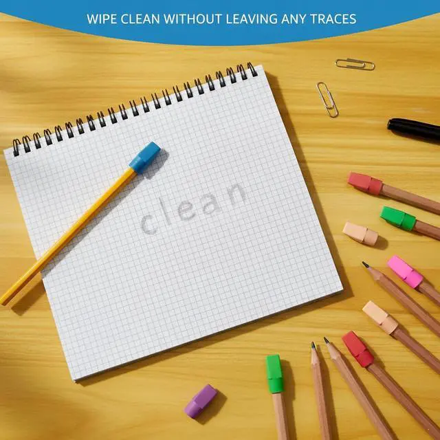 Alt view image 6 of 7 - 195 Pencil Top Erasers, Latex-Free Chisel Tips, 10 Colors with Storage Box | Soft eraser material fits standard pencils for classrooms, homework, offices and everyday writing corrections