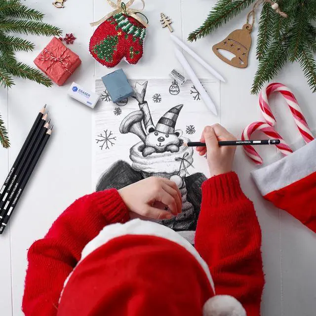 Alt view image 7 of 7 - Drawing Sketching Pencil Set, 22 Piece, Graphite Pencils (12B-2H) | Pro Art Pencil Kit with Black and White Charcoal Pencils, Charcoal Sticks, Stumps, Eraser, Sharpeners, Sketch Set for Artists