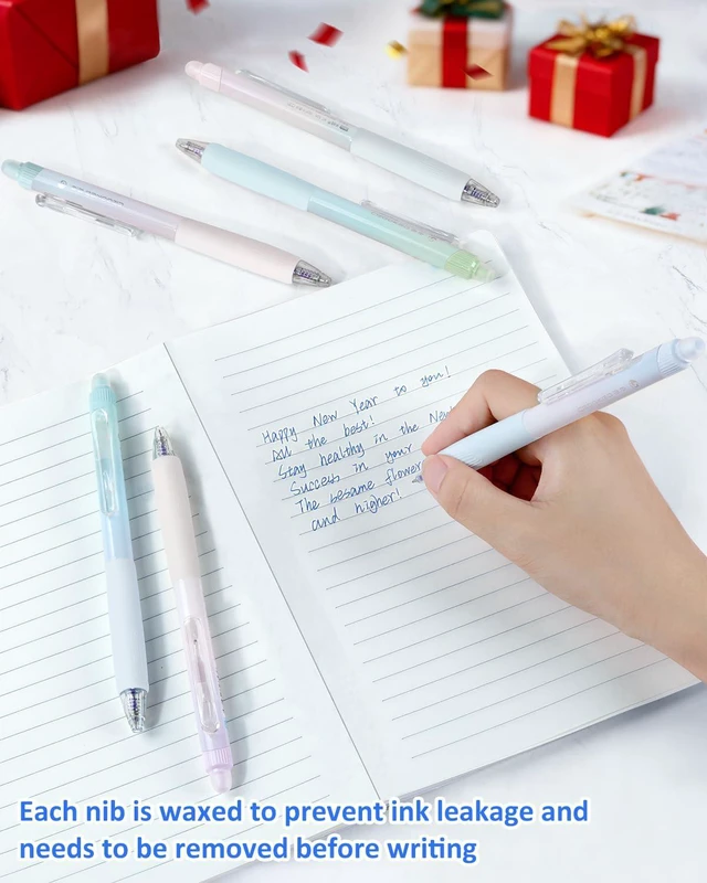 Alt view image 2 of 7 - Erasable Pens, 6 Pack Fine Point 0.5mm Blue Erasable Gel Pens | 360°Rotating Erasers, Make Mistakes Disappear, Comfort Grip for Drawing, Writing, Planning, and Crossword Puzzles (Blue Ink)