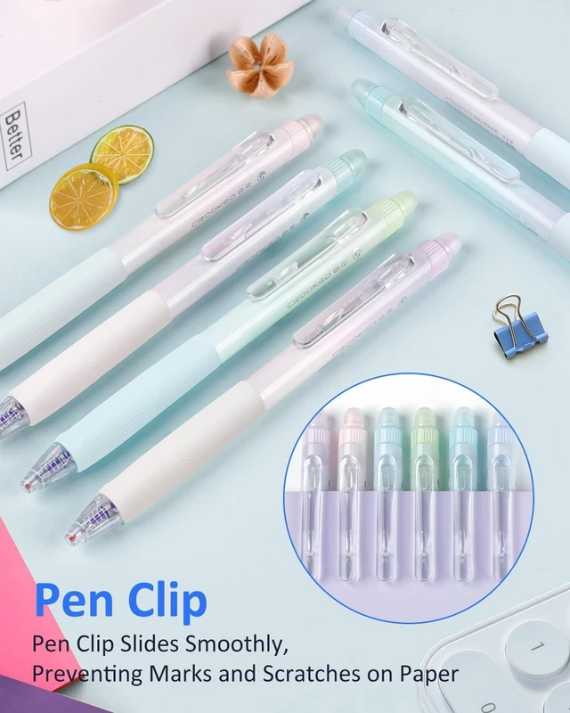 Alt view image 7 of 7 - Erasable Pens, 6 Pack Fine Point 0.5mm Blue Erasable Gel Pens | 360°Rotating Erasers, Make Mistakes Disappear, Comfort Grip for Drawing, Writing, Planning, and Crossword Puzzles (Blue Ink)