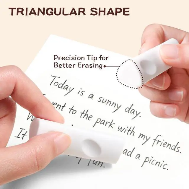Alt view image 4 of 6 - Ergonomic Erasers, Pencil Eraser Multipack, Clean Erasing Low Residue Rubber Eraser for Kids School Office Stationery Supplies, Pack of 10, White