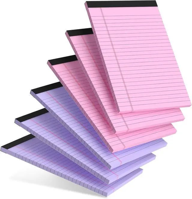 Main image of Pink Purple Small Legal Pad 5 x 8 College Ruled Color Legal Pads Paper Notepads 6 Pack Sturdy Back Writing Pads 5 x 8 Note Pads Perforated Narrow Ruled Pads of Paper