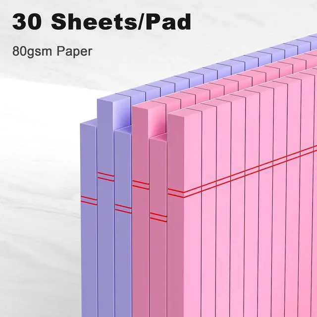 Alt view image 3 of 7 - Pink Purple Small Legal Pad 5 x 8 College Ruled Color Legal Pads Paper Notepads 6 Pack Sturdy Back Writing Pads 5 x 8 Note Pads Perforated Narrow Ruled Pads of Paper