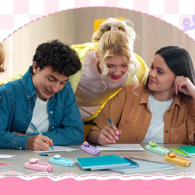 Alt view image 6 of 7 - Cute Retractable Erasers with Refills Bulk Kawaii Cartoon Fun Push Pull Sliding Erasers for Teacher Rewards Gift Back to School Party Favor Supplies(Classic 6 Sets)