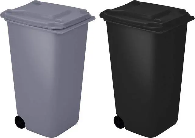 Main image of Mini Trash Can with Lid Swing Top Small Trash Can Pen Holder for Car Bedroom Office Desktop 22 Fl Oz (2 Pcs Grey and Black)
