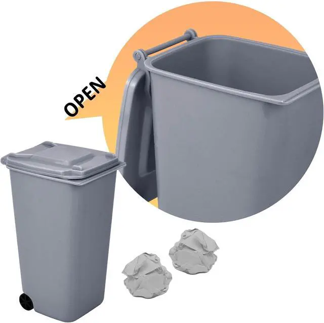 Alt view image 3 of 7 - Mini Trash Can with Lid Swing Top Small Trash Can Pen Holder for Car Bedroom Office Desktop 22 Fl Oz (2 Pcs Grey and Black)