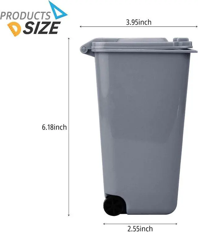 Alt view image 2 of 7 - Mini Trash Can with Lid Swing Top Small Trash Can Pen Holder for Car Bedroom Office Desktop 22 Fl Oz (2 Pcs Grey and Black)
