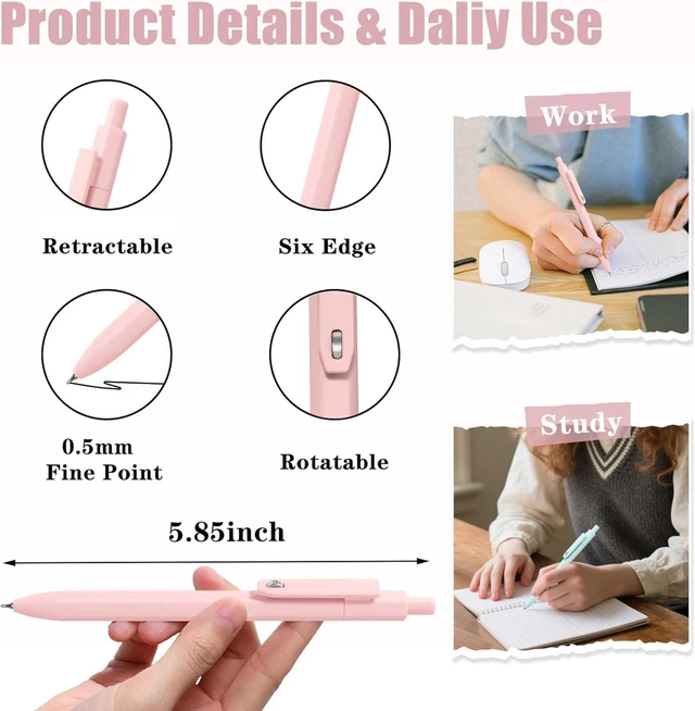 Alt view image 4 of 7 - Cute Gel Pens, 8 Pack 0.5mm Fine Point Pens with Fidget Quick Dry | For Women, For Teachers, For Nurses, Smooth Writing, Liquid Ink, For Badge, Black ink, Felt Tip, Medium Point, For Journaling