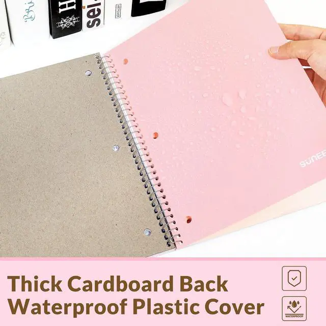 Alt view image 7 of 7 - Spiral Notebook, 1-Subject, Graph Ruled Paper, 8" x 10-1/2", 100 Sheets per Notebook, 3-Hole Punched Paper, Water Resistant Cover, Spiral Grid Notebooks for Work, Home, School, Writing, Pink