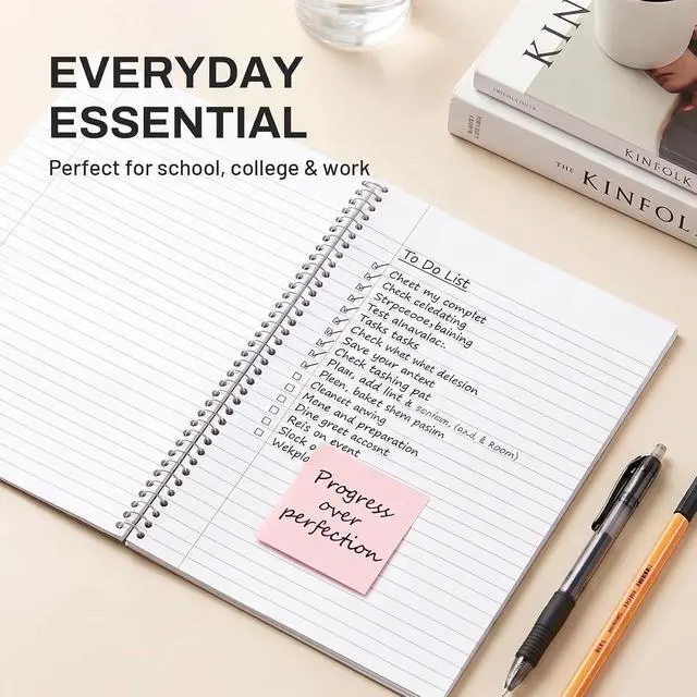 Alt view image 7 of 7 - Spiral Notebook, 2-Subject, College Ruled Paper, 6" x 9-1/2", 80 Sheets, Spiral Notebooks for School, Black